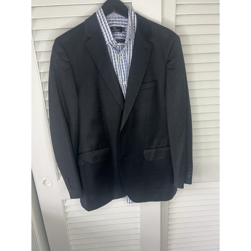 Hugo Boss Charcoal Black Blazer‎ Jacket Size 38R Reda Super 100 Wool Johnstons1